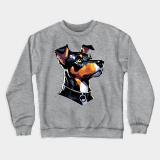 Stunning and Cool Jagdterrier Monochrome and Gold Portrait for Father's Day Crewneck Sweatshirt